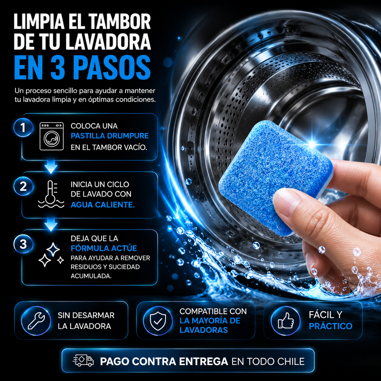 DrumPure™ - Pack de 12 Pastillas Limpia Lavadora