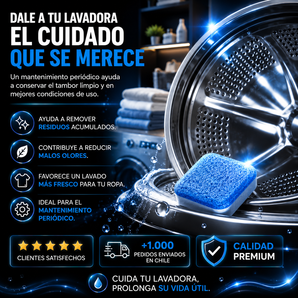 DrumPure™ - Pack de 12 Pastillas Limpia Lavadora