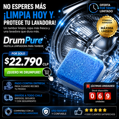 DrumPure™ - Pack de 12 Pastillas Limpia Lavadora